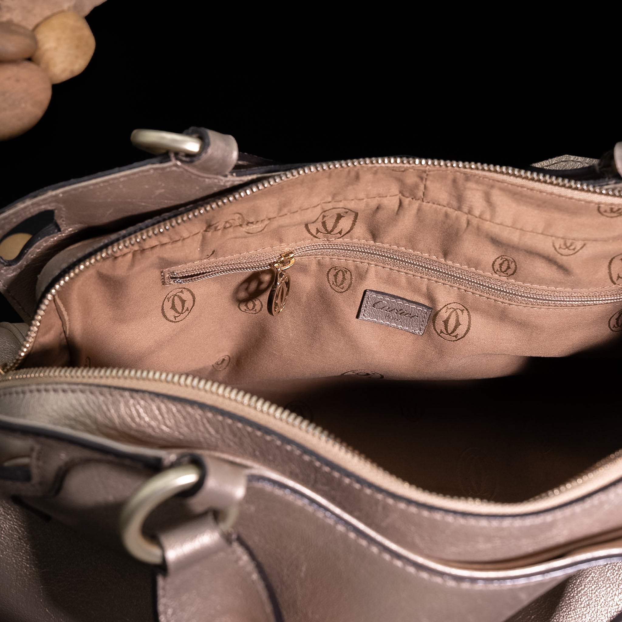 Cartier Marcello de Cartier Metallic Gold Leather Top-Handle Shoulder Bag