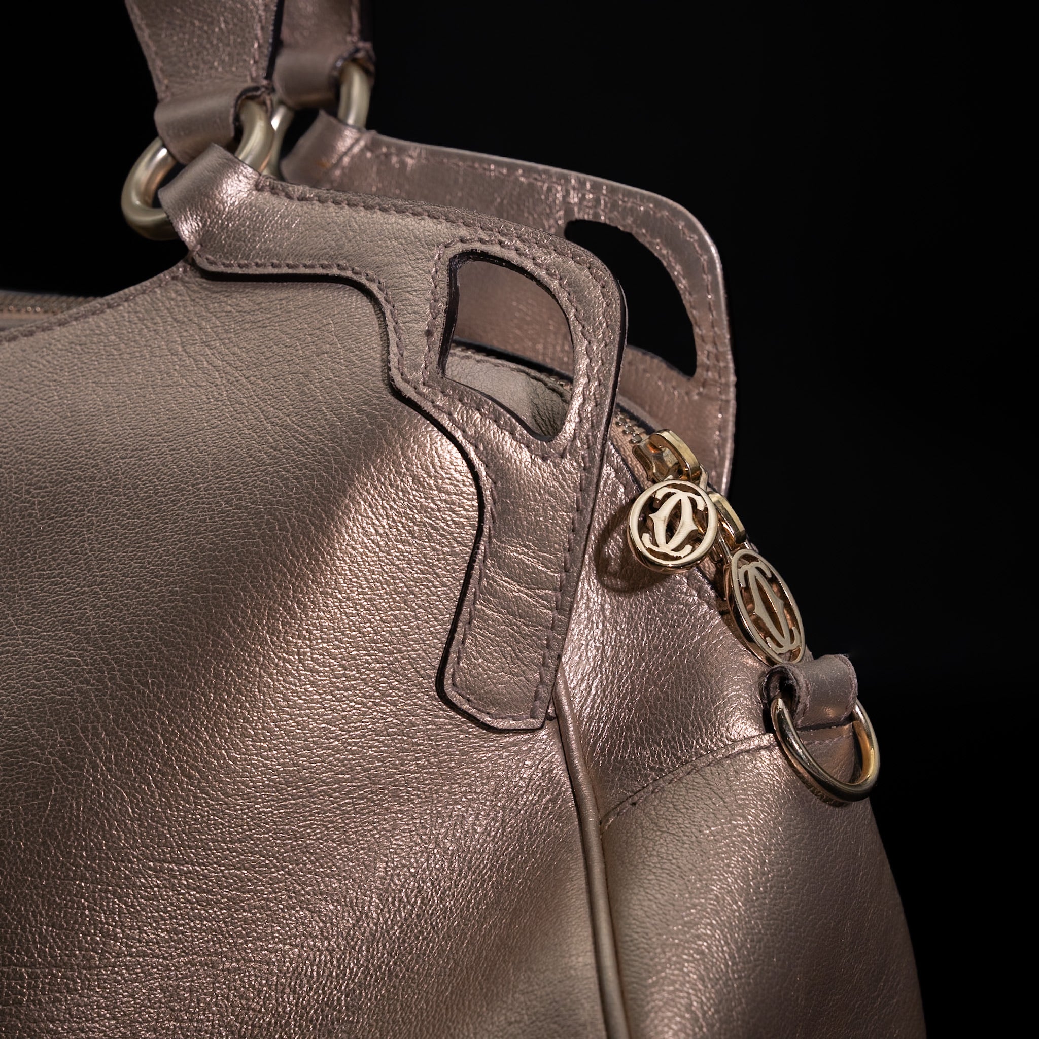 Cartier Marcello de Cartier Metallic Gold Leather Top-Handle Shoulder Bag