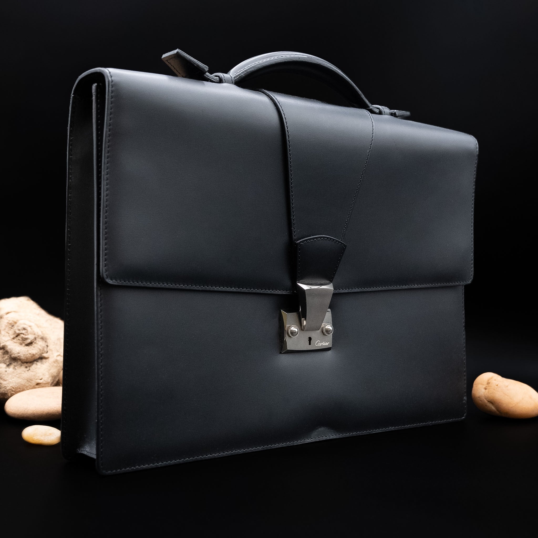Cartier Pasha de Cartier Briefcase in Smooth Black Leather