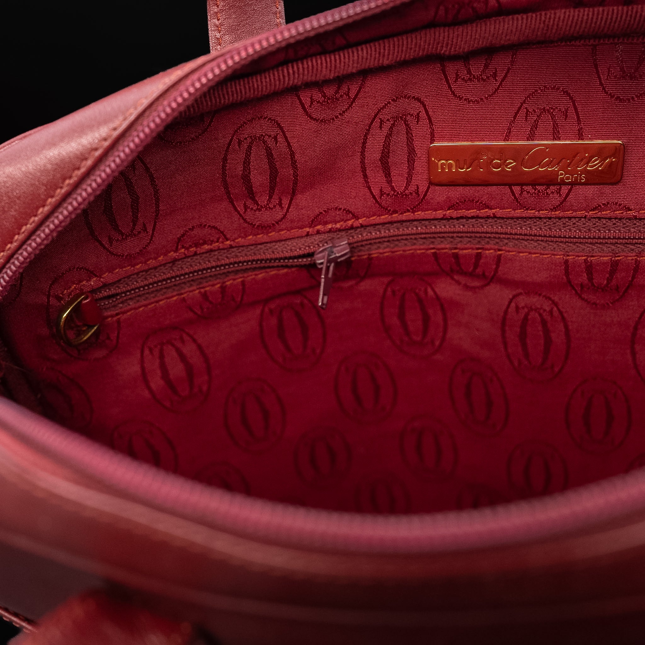 Cartier Must de Cartier Leather Laptop Bag in Burgundy Calfskin from the 1990s