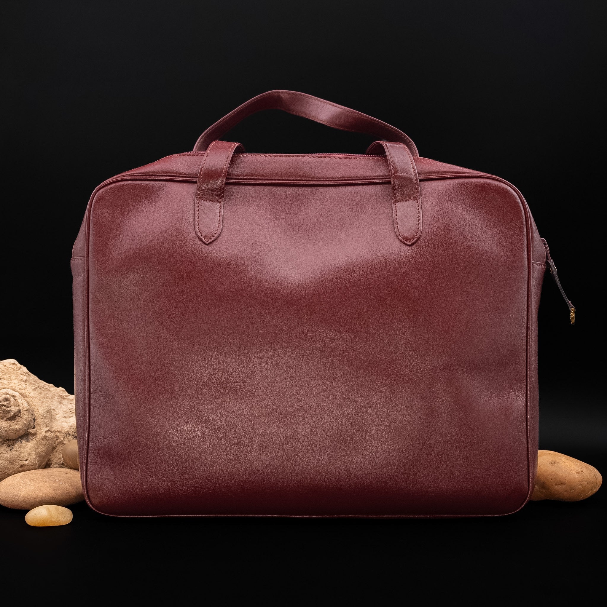 Cartier Must de Cartier Leather Laptop Bag in Burgundy Calfskin from the 1990s
