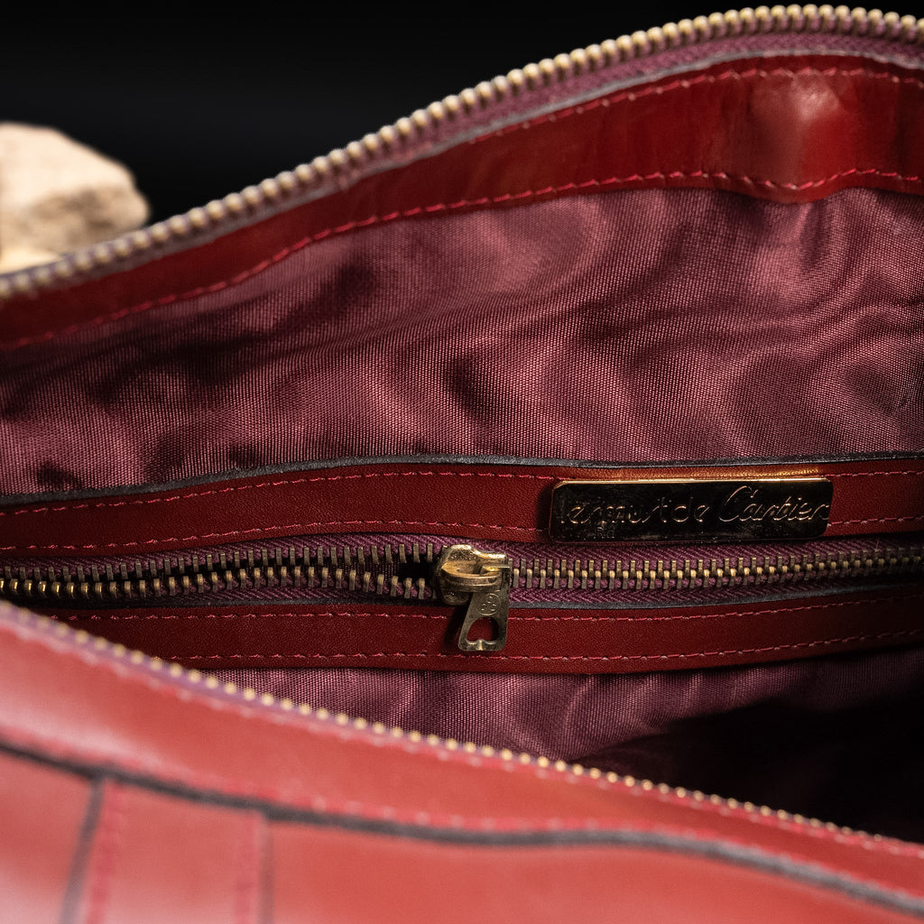 Cartier Must de Cartier Mini Boston Bag in Bordeaux Leather from the 1970's