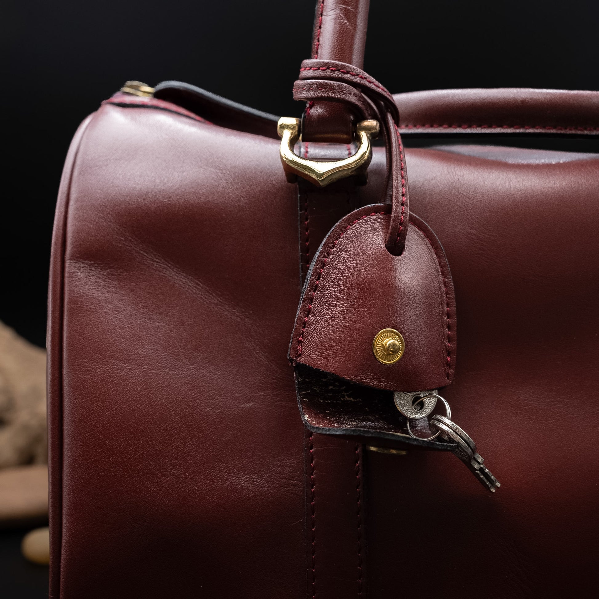 Cartier Must de Cartier Mini Boston Bag in Bordeaux Leather from the 1970's