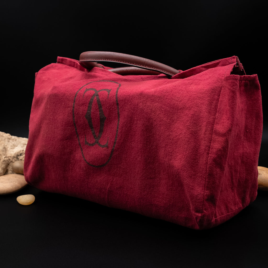 Cartier Must de Cartier Mini Boston Bag in Bordeaux Leather from the 1970's