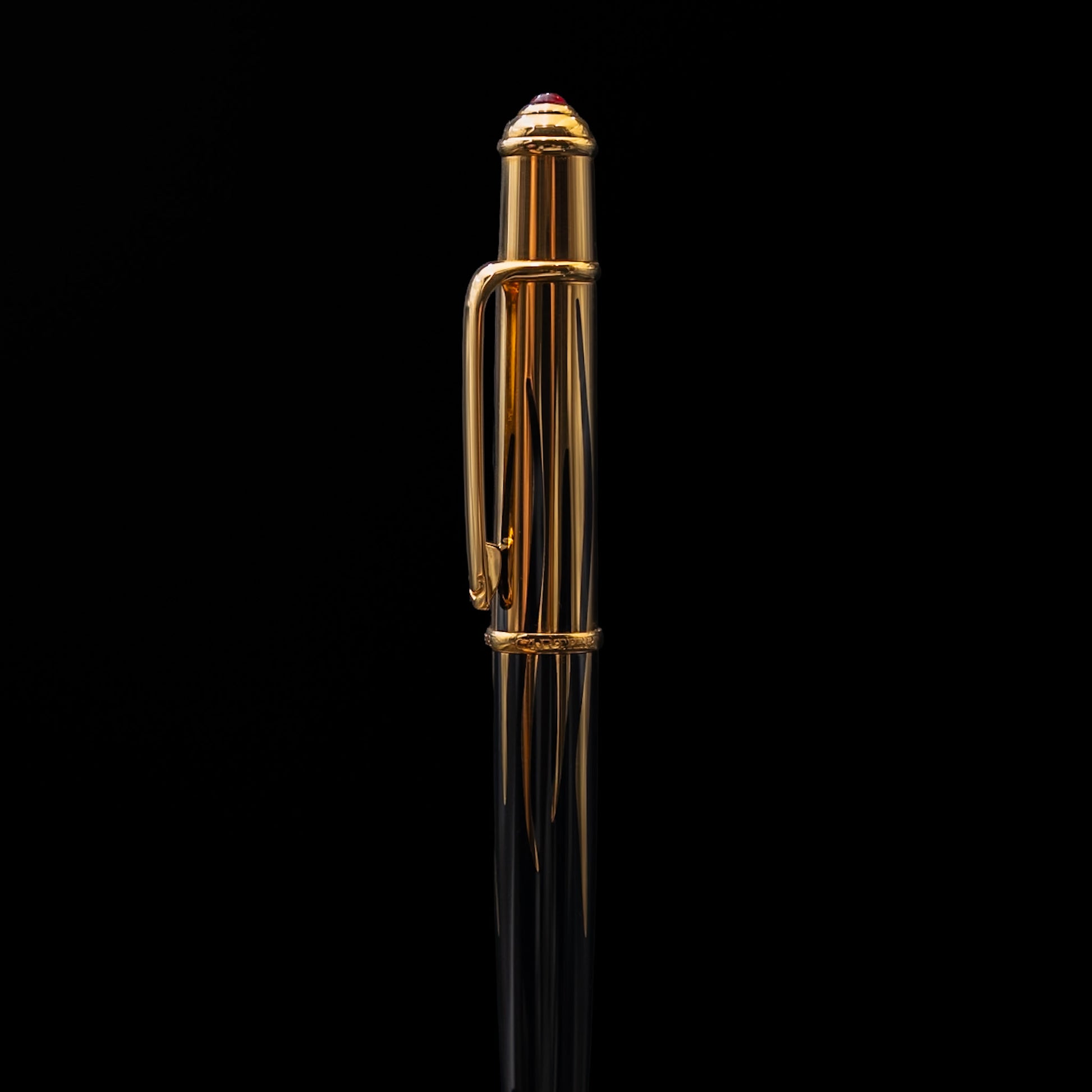 Cartier Diabolo de Cartier "Flame" Mini Ballpoint Pen in Black Composite & Gold-Plated Finish from 2002
