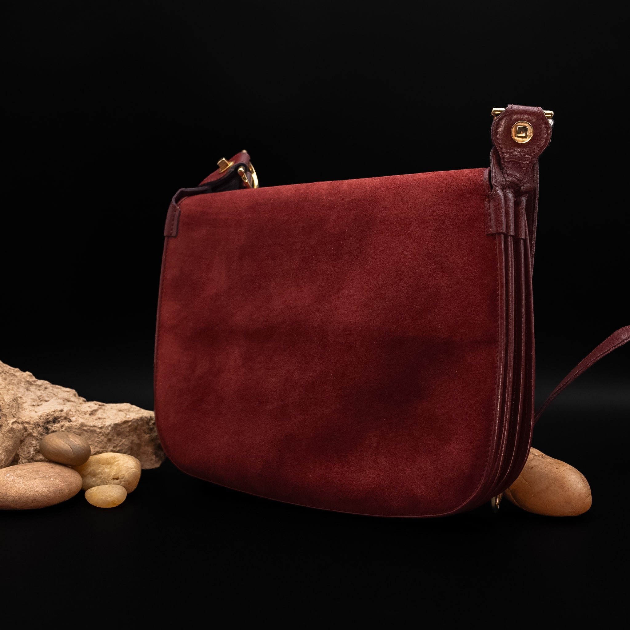 Cartier Must de Cartier Suede Crossbag in Bordeaux Leather from the 1970's